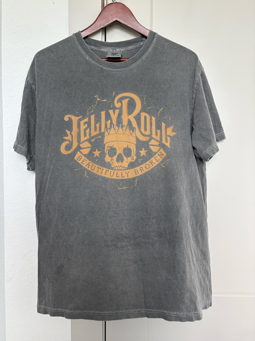 JELLY ROLL BEAUTIFULLY BROKEN GREY GRAPHIC SHORT SLEEVE TSHIRT MENS LARGE